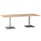 Table de conférence, avec panneau de raccordement de table, jusqu'à 8 personnes, rectangulaire, pied, L 2200 x P 1000 x H 720-820 mm, cerisier Romana/argenté