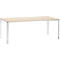 Table de réunion, jusqu'à 6 personnes, rectangulaire, 4 pieds en tube carré, l. 2000 x P 800 x H 720 mm, érable/argent chromé