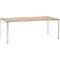Table de réunion, jusqu'à 6 personnes, rectangulaire, 4 pieds en tube carré, l. 2000 x P 800 x H 720 mm, hêtre/argent chromé