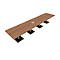 Table de réunion Quandos 4 segments, avec 2 Netbox, l. 4500 x P 1000 mm, merisier Romana
