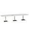 Table de réunion Quandos forme bateau, 3 segments, avec Netbox, l. 3500 x P 1200 mm, blanc