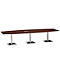 Table de réunion Quandos forme bateau, 3 segments, avec Netbox, l. 3500 x P 1200 mm, érable du Brésil