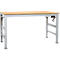 Table de travail Ergo K, avec manivelle, 1750 x 800 mm, plateau multiplex, argenté