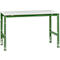 Table de travail UNIVERSAL Standard Manuflex, 1500 x 1000 mm, mélaminé gris clair, vert réséda