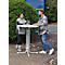 Table haute Quickstep avec ouverture pour parasol, résistante aux désinfectants, Ø 850 mm, blanc
