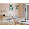 Table Home Office, réglable en hauteur électriquement, rectangulaire, pied en croix, L 1150 x P 550 x H 1100-640 mm, chêne caryer/blanc + panneau de commande à mémoire de forme
