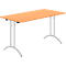 Table pliante - l. 1400 x P 700 x H 720 mm - piétement en double T - ferrure spéciale de pliage et compensation au sol - décor hêtre/argent alu - Schäfer Shop Select