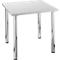 White square table with chrome legs.