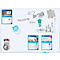 Tableau blanc Franken X-tra!Line, montage mural en format vertical &amp; horizontal, acier laqué blanc &amp; cadre en aluminium, magnétique, bac de rangement, L 1200 x H 1200 mm