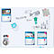 Tableau blanc Franken X-tra!Line, montage mural en format vertical &amp; horizontal, acier laqué blanc &amp; cadre en aluminium, magnétique, bac de rangement, L 1500 x H 1200 mm
