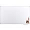 Grand tableau blanc avec un cadre argenté. Une petite étagère avec des accessoires se trouve en bas à droite.