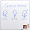 Sur un tableau blanc, trois bonshommes avec des mots-clés : problème, réflexion, solution. Titre : Creative thinking !