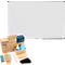 Tableau blanc Legamaster UNITE, magnétique, support pour marqueurs, L 1200 x P 12,6 x H 900 mm, acier céramique émaillé, blanc, y compris kit d'accessoires pour tableau blanc WOODEN, 17 pièces