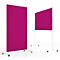 Deux panneaux d'affichage mobiles magenta avec cadre blanc sur fond blanc.