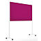 Un tableau d'affichage magenta sur un support blanc mobile devant un fond blanc.