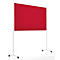 Tableau d'affichage rectangulaire rouge sur un support blanc mobile, sur fond blanc.