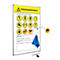 Tableau magnétique Instructions d'hygiène, 12 aimants jaunes, inscriptibles, tôle d'acier/aluminium, blanc, L 450 x H 600 mm