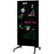 Tableau mobile en verre Legamaster, noir, magnétique, utilisable des deux côtés, L 900 x H 1750 mm