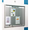 Tablón de anuncios con puerta corredera, profundidad 60 mm, 4 x 2, color aluminio-plateado