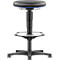 Tabouret Allround Bimos, hauteur d'assise réglable, avec patins &amp; repose-pieds, revêtement en similicuir, lavable, insensible aux huiles &amp; désinfectants, anneau de couleur bleu