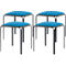 Tabouret Bistro, 4 pièces, assise en similicuir, bleu
