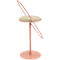 Tabouret de bar Paperflow Saturne, avec dossier, hauteur d'assise 765 mm, rembourré, 100 % recyclable, revêtement en similicuir ivoire, piétement rose