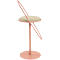 Tabouret de bar Paperflow Saturne, avec dossier, hauteur d'assise 765 mm, rembourré, 100 % recyclable, revêtement en similicuir ivoire, piétement rose