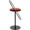 Tabouret de bar Paperflow Saturne, avec dossier, hauteur d'assise 765 mm, rembourré, 100 % recyclable, revêtement en velours couleur rouille, piétement noir