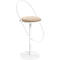 Tabouret de bar Paperflow Saturne, avec dossier, hauteur d'assise 765 mm, rembourré, 100 % recyclable, revêtement en velours ivoire, piétement blanc