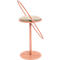 Tabouret de bar Paperflow Saturne, avec dossier, hauteur d'assise 765 mm, rembourré, 100 % recyclable, revêtement en velours ivoire, piétement rose