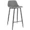 Tabouret de bar, rembourré, L 500 x P 450 x H 950 mm, repose-pieds, rembourré, noir, revêtement en tissu gris, lot de 2 pièces