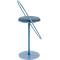 Tabouret de bar Saturne Meet by Paperflow - avec dossier - hauteur d'assise 765 mm - rembourré 100 % recyclable - tube d'acier rose - similicuir bleu