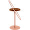 Tabouret de bar Saturne Meet by Paperflow - avec dossier - hauteur d'assise 765 mm - rembourré 100 % recyclable - tube d'acier rose - similicuir rouille