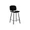 Tabouret de bar Vintage, avec dossier, pieds en acier, hauteur d'assise 760 mm, 2 pièces, L 430 x P 510 x H 1080 mm, similicuir, noir