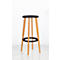 Tabouret de bar WOODY, plastique ABS, avec anneau repose-pieds, pieds en bois massif, hauteur d'assise 760 mm 2 unités, noir