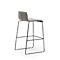 Tabouret de bar Zerosedici, empilable, piétement laqué noir, revêtement gris, 2 pièces