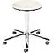 Tabouret de cabinet médical bimos, avec roulettes, pour laboratoires &amp; zones à hygiène critique, réglable en hauteur, L 400 x P 400 x H 460-630 mm, similicuir, blanc