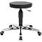 Tabouret de laboratoire Topstar Tec 70, résistant aux désinfectants, rembourré, roulettes pour sols durs, Ø 35 x H 390 - 520 mm, noir