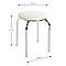 Tabouret blanc avec pieds chromés, dimensions : Ø 35 cm, 45 cm de haut, Ø 44 cm.