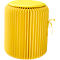 Tabouret jaune et rond en matière pliée, avec assise jaune et nœud jaune.