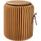 Tabouret rond et pliable en marron avec assise marron, design plié et ruban.