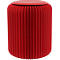 Tabouret rond rouge. Dessus et structure en accordéon de la même couleur rouge.