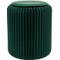 Un tabouret rond vert, plié comme un accordéon, avec une assise plate verte.