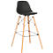 Taburete de bar STEELWOOD, plástico, con patas de madera, cojín de asiento, altura del asiento 740 mm, 2 uds., negro