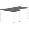 Tafel in vrije vorm NEVADA, B 1800 x D 1200/800 x H 740 mm, vierkant, donkergrijs/wit 