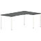 Tafel in vrije vorm NEVADA, B 1800 x D 1200/800 x H 740 mm, vierkant, donkergrijs/wit 