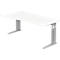 Tafel in vrije vorm TRAVIS, B 1800 x D 800/1000 x H 680-860 mm, onderstel zilver, wit