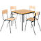 Tafel met stalen buizen met 4 stapelstoelen, onderstel zwart 