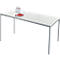 Tafel van stalen buizen - rechthoekig - B 1600 x D 800 x H 720 mm - vierkante buispoot blank alu - tafelblad lichtgrijs - ons merk Schäfer Shop Pure 