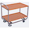 Tafelwagen, aluminium/MDF-plaat, decor aluminium zilver/beuken, 2 etages, L 970 x B 570 mm, TPE-wielen met vastzetrem, tot 200 kg